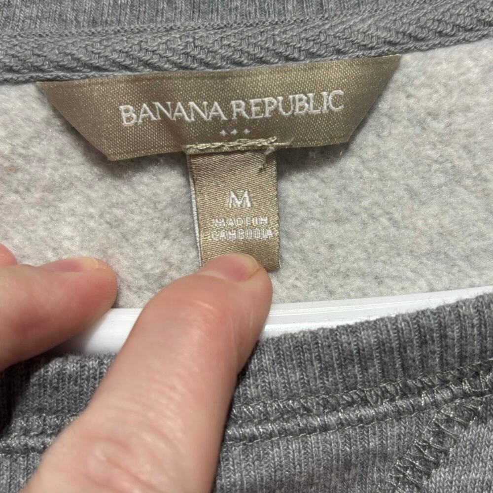 Banana Republic M Gray Floral Animal Print Sweatshirt Crewneck Zip Sides - Picture 5 of 10
